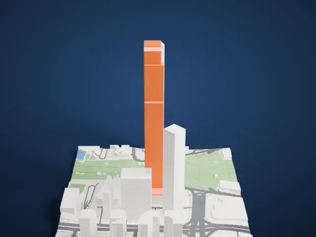 Guangzhou CTF Finance Centre model, East view