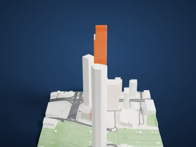 Guangzhou CTF Finance Centre model, West view