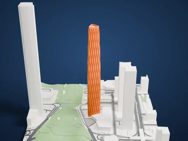 Guangzhou International Finance Center model, North view