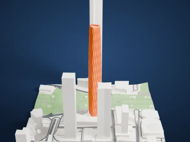 Guangzhou International Finance Center model, West view