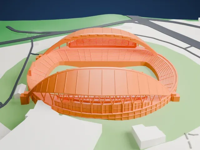 Gwangju World Cup Stadium model, East view