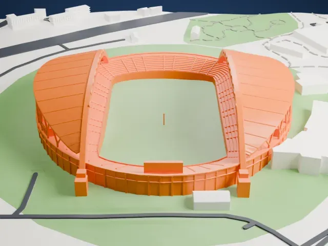 Gwangju World Cup Stadium model, South view