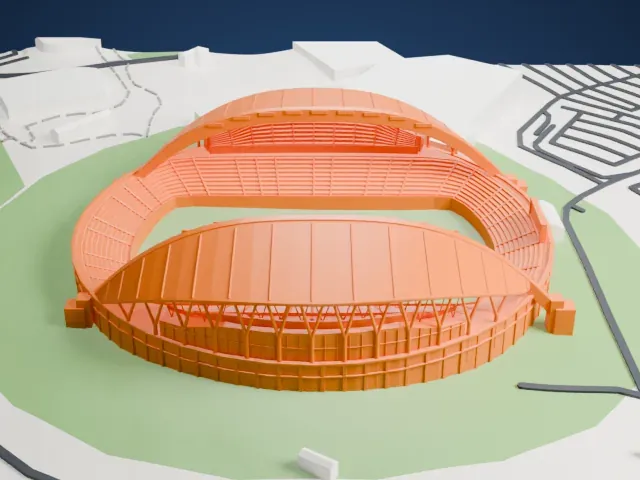 Gwangju World Cup Stadium model, West view