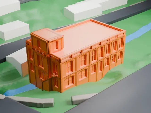 Haddock's Hall model, South view