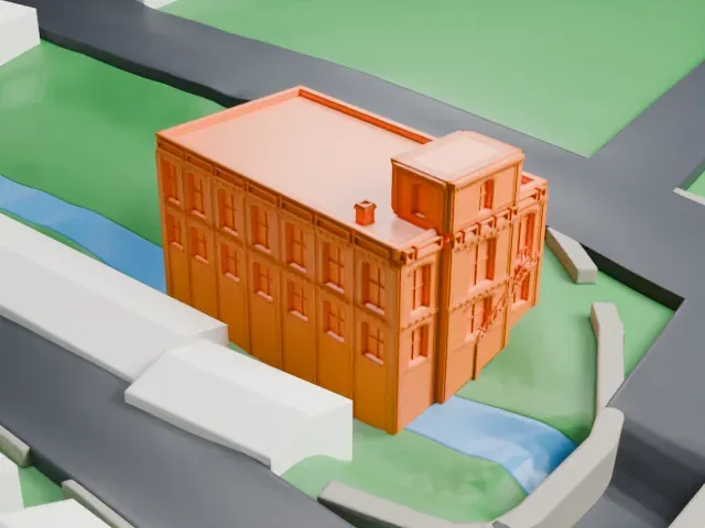 Haddock's Hall model, West view