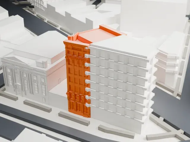 Haffen Building model, East view