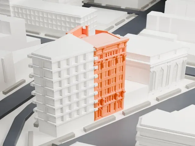 Haffen Building model, North view