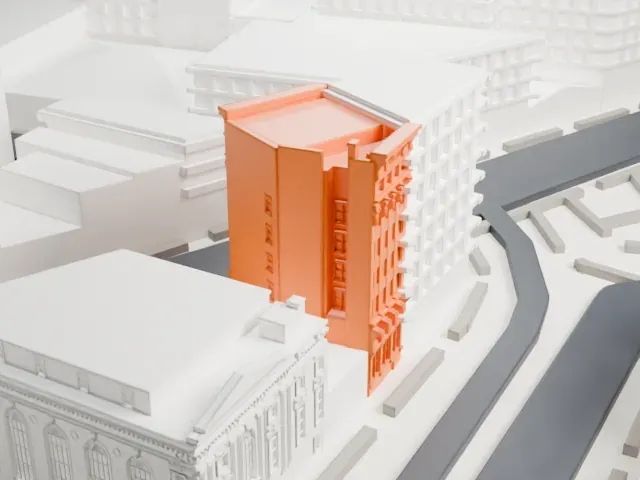Haffen Building model, South view