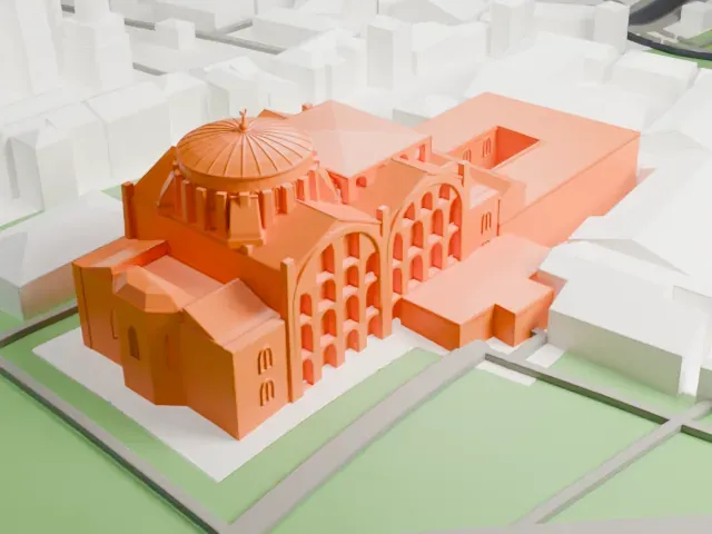 Hagia Irene model, East view