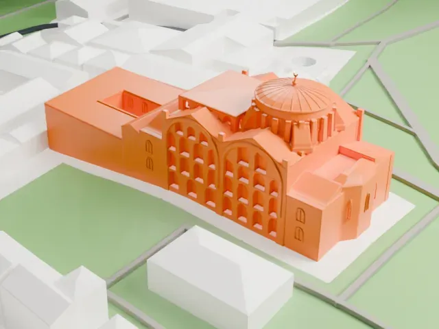 Hagia Irene model, South view