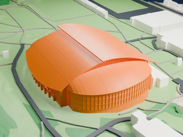 Håkons Hall model, North view