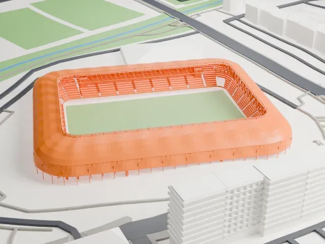 Haladás Sportkomplexum model, East view
