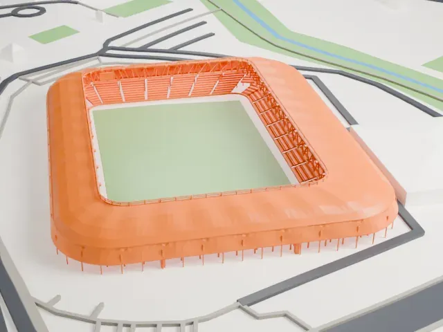 Haladás Sportkomplexum model, North view