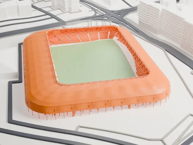 Haladás Sportkomplexum model, South view