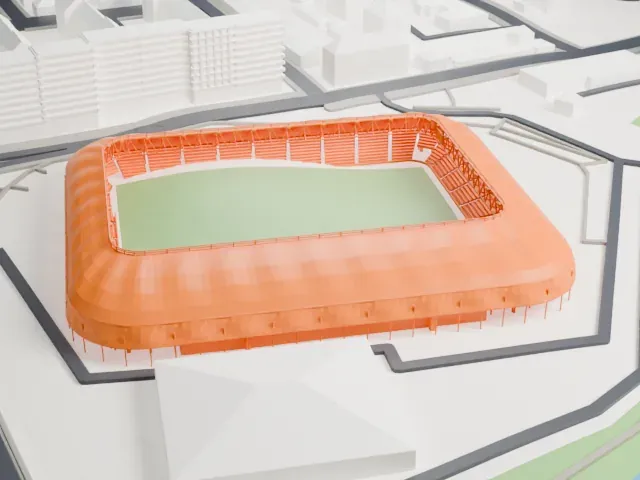 Haladás Sportkomplexum model, West view