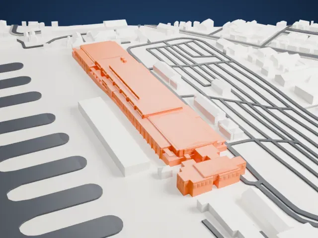 Halim Perdanakusuma Airport Main Terminal model, East view