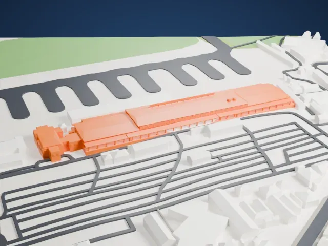 Halim Perdanakusuma Airport Main Terminal model, North view
