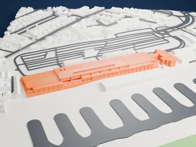 Halim Perdanakusuma Airport Main Terminal model, South view