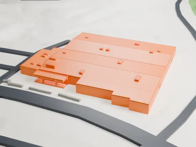 Hall of Flame Fire Museum model, East view