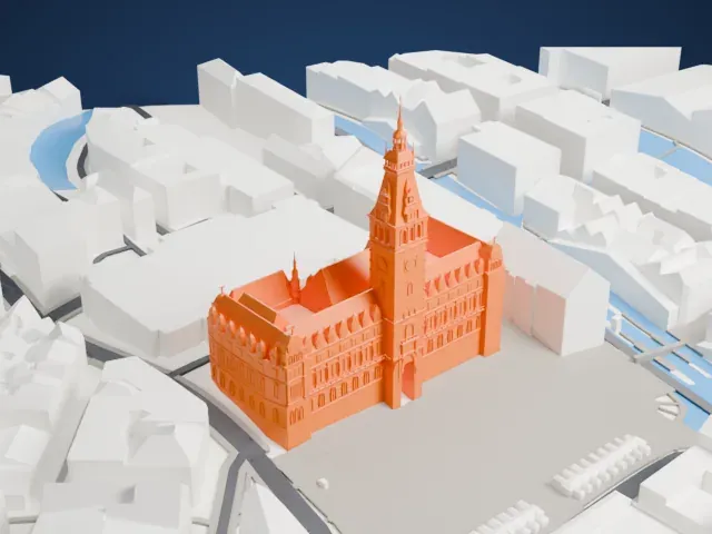 Hamburg City Hall model, East view