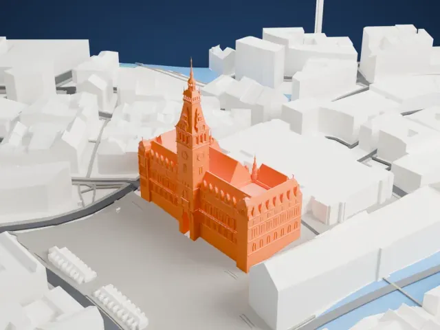 Hamburg City Hall model, North view