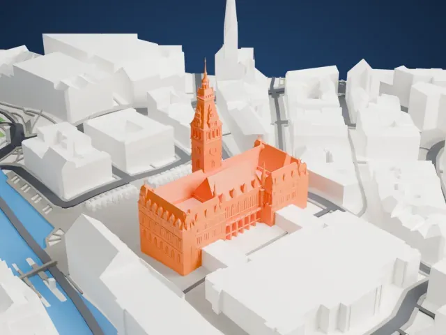 Hamburg City Hall model, West view
