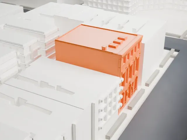 Hamilton Grange Library model, West view