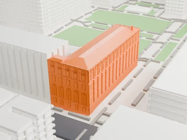 Hamilton Hall, Columbia University model, East view