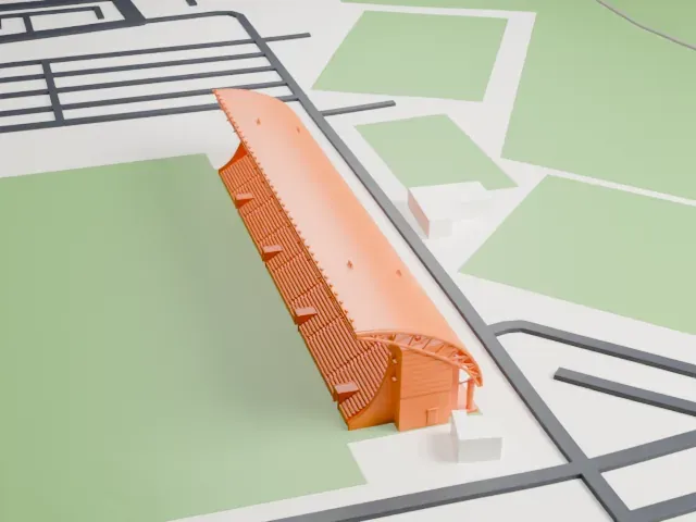 HaMoshava Stadium model, South view