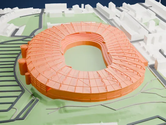 Hampden Park model, East view