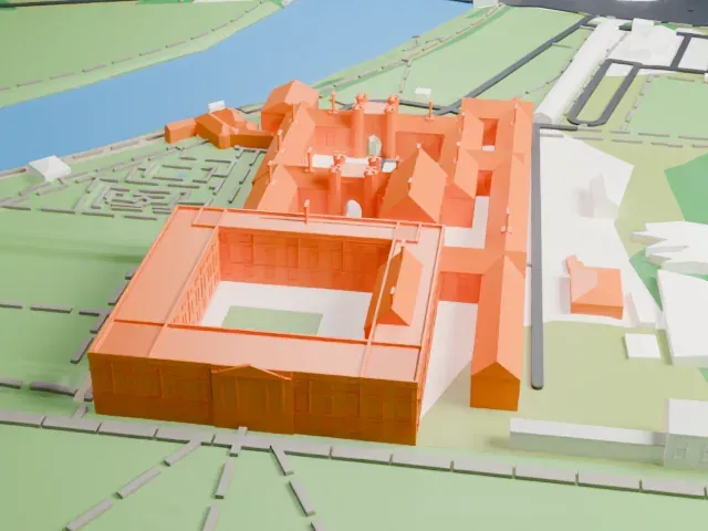 Hampton Court Palace model, East view