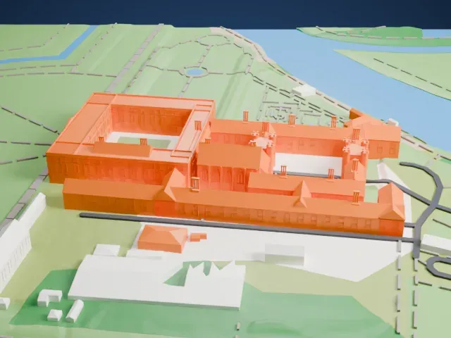 Hampton Court Palace model, North view