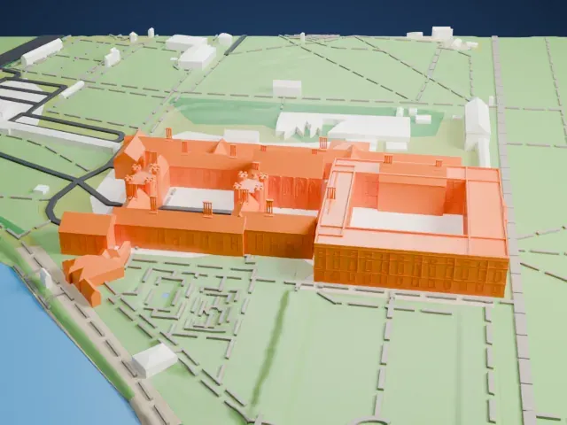 Hampton Court Palace model, South view