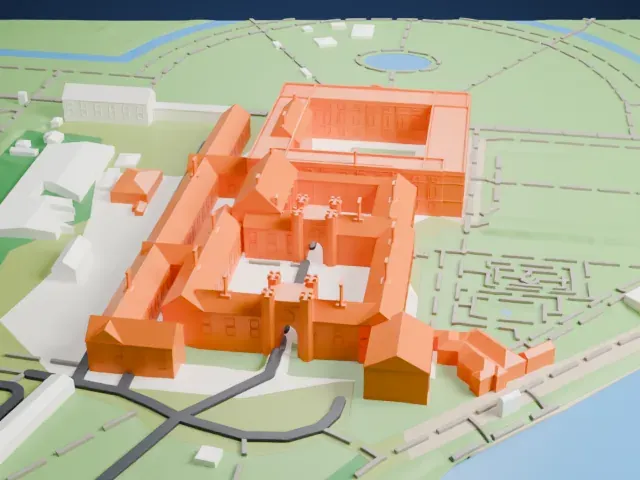 Hampton Court Palace model, West view