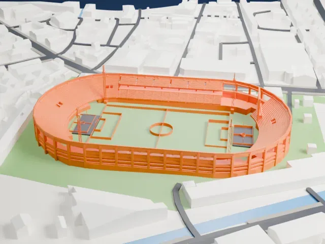 Hamz Stadium, Nakivubo War Memorial Grounds model, East view