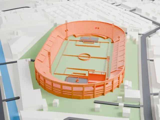 Hamz Stadium, Nakivubo War Memorial Grounds model, North view