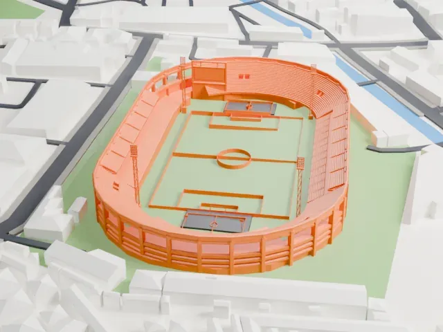Hamz Stadium, Nakivubo War Memorial Grounds model, South view