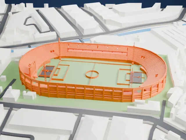 Hamz Stadium, Nakivubo War Memorial Grounds model, West view