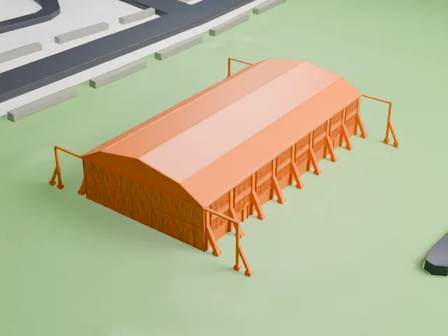 Hangar 9, Brooks Air Force Base model, North view