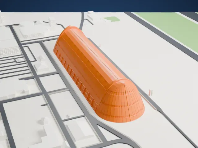 Hangar One (Moffett Federal Airfield) model, South view