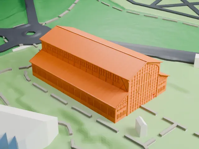 Hangar Y at Chalais-Meudon model, East view