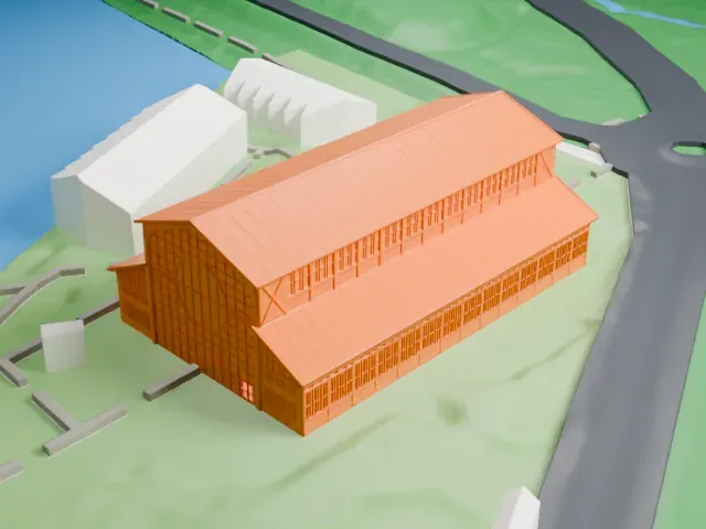 Hangar Y at Chalais-Meudon model, North view
