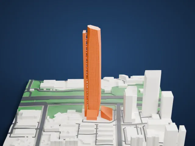 Hanking Center model, North view