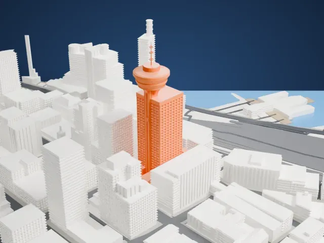 Harbour Centre model, South view