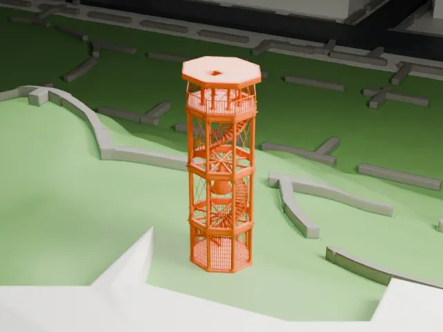 Harlem Fire Watchtower model, West view
