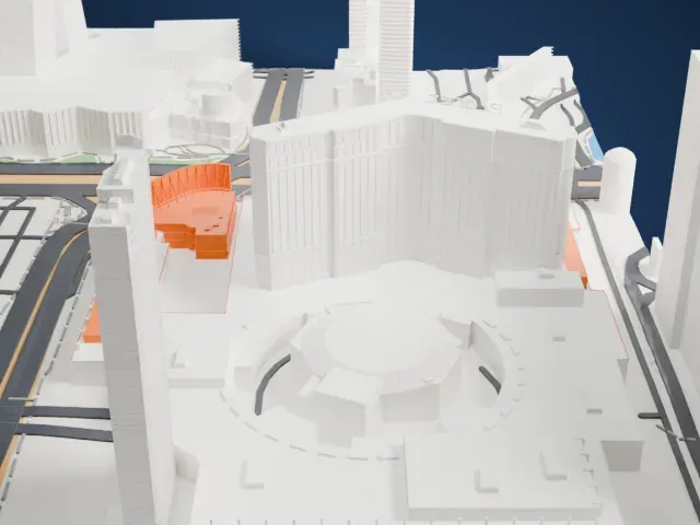 Harmon Corner model, East view