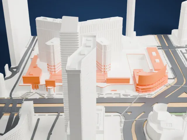 Harmon Corner model, West view