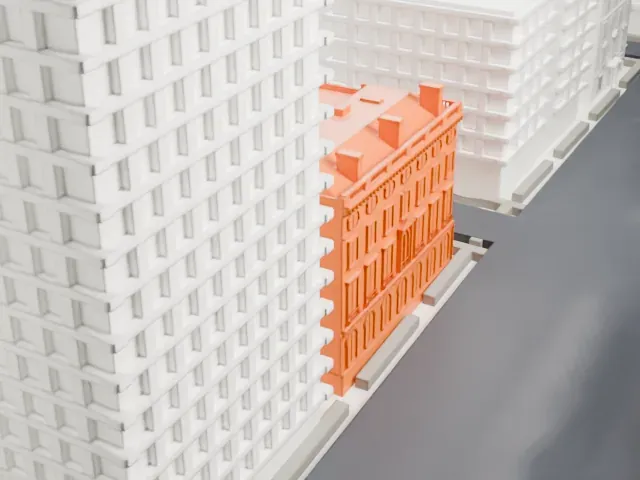 Harold Pratt House model, South view