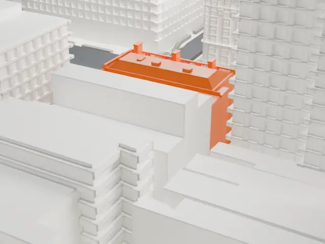 Harold Pratt House model, West view