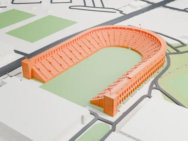 Harvard Stadium model, North view